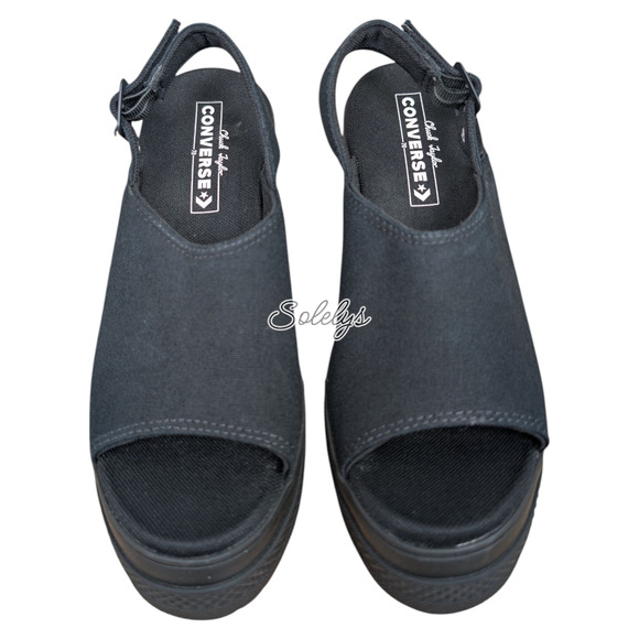Converse Chuck 70 De Luxe Heel Platform Chunky Strap Sandal Monochrome Black 7.5 - Picture 2 of 9
